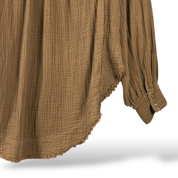 Free People Beach Day Henley Womens Sz XS Brown 1/2 Button Long Sleeve Pullover - Picture 5 of 12